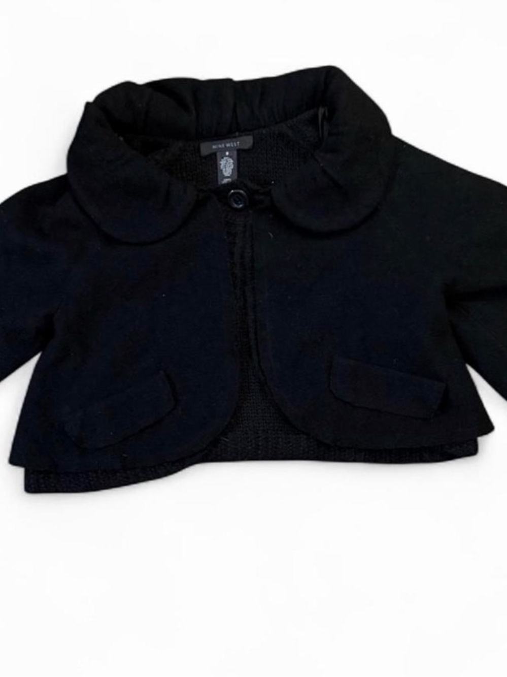 Nine West Girls Black Peter Pan Collar Cropped Blazer 100% wool